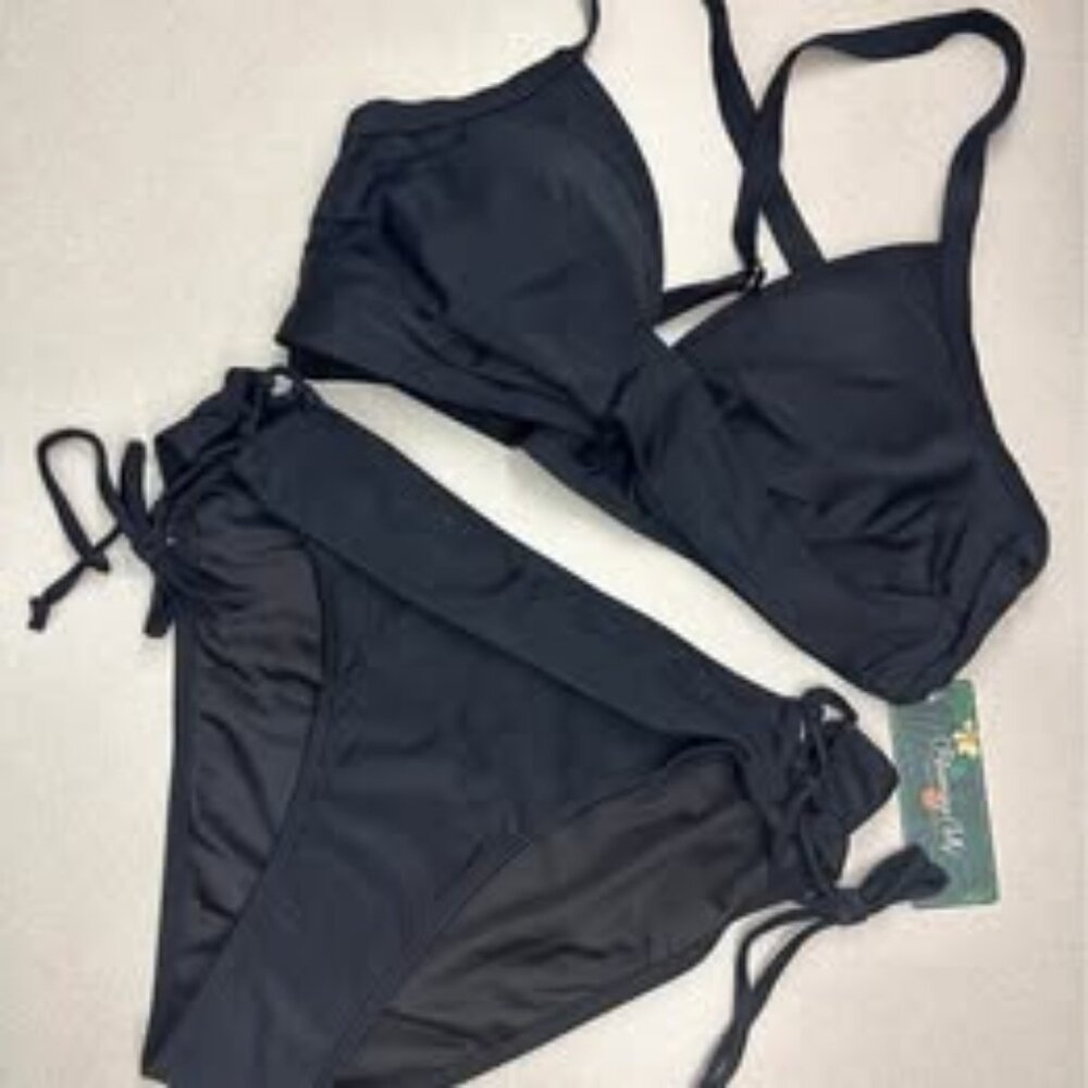 NWT Women's Bikini Set Cheeky Two Piece, Criss Cross Adjustable Straps Size LG